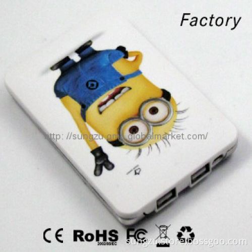Lovely minion power bank with dual usb mobile power bank charger